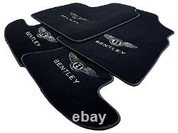 Tapis de sol noirs pour Bentley Continental GT avec couture blanche personnalisée Bentley